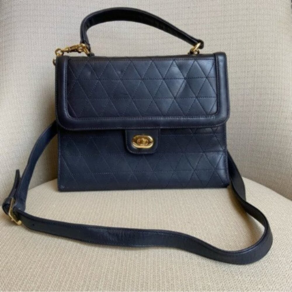 Vintage Talbots Turn-lock Diamond Quilted Genuine Leather Crossbody Bag